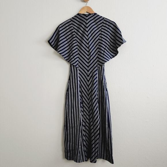 NEW Ted Baker Flissie Zip Front Striped Midi Dress Navy and White - Picture 13 of 14